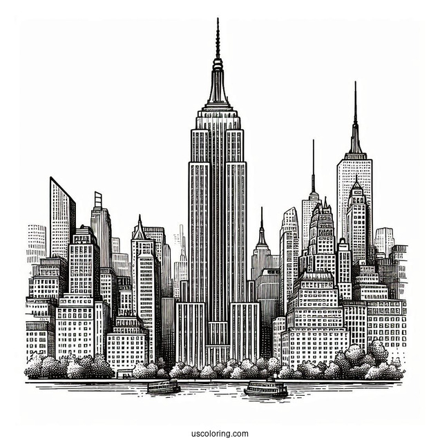 New York Coloring Page Of Empire State Building
