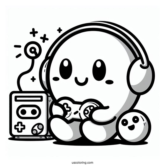 Shy Guy Coloring Page Playing Video Game Outline