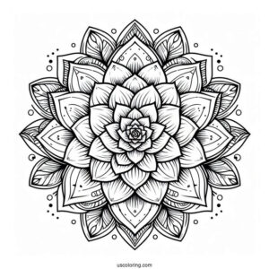 Succulent Coloring Page Flower Mandala