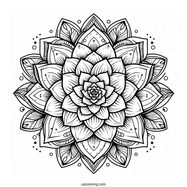 Succulent Coloring Page Flower Mandala