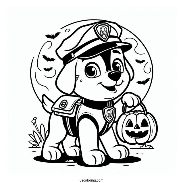 Halloween Themed Paw Patrol Coloring Picture