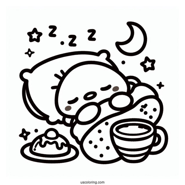 Sanrio Coloring Pages Of Gudetama Wants To Sleep