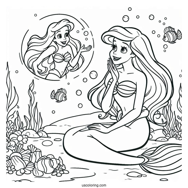 Coloring Page Of Ariel Talking To Flouders