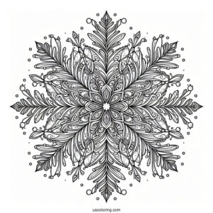 Detailed Crystal Snowflake Coloring Page