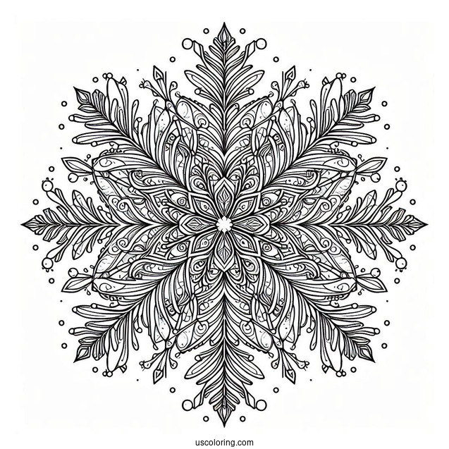 Detailed Crystal Snowflake Coloring Page