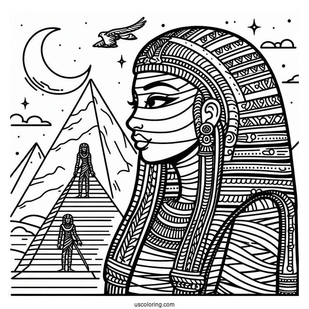 Egyptian Mummy Coloring Page Outside The Pyramid