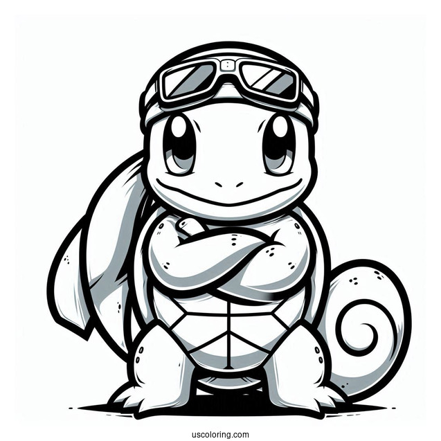 Cool Squirtle Coloring Page Of Squad Member With Arms Crossed