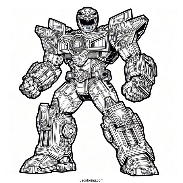 Detailed Power Rangers Megazord Coloring Sheet