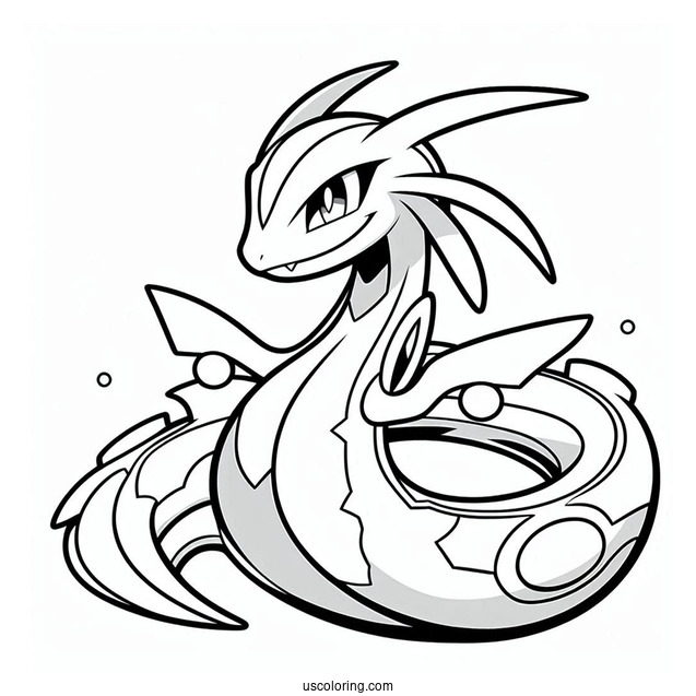 Smiling Rayquaza Coloring Page