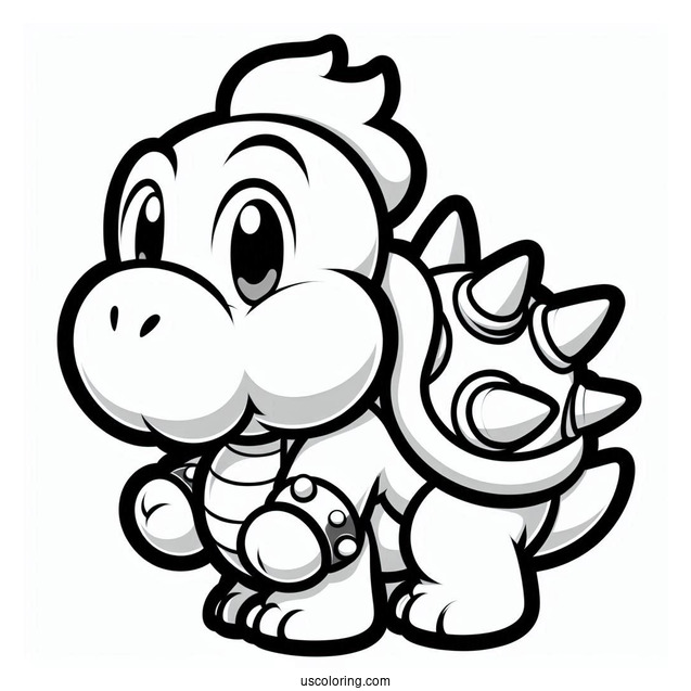 Easy Baby Bowser Coloring Sheet For Kids