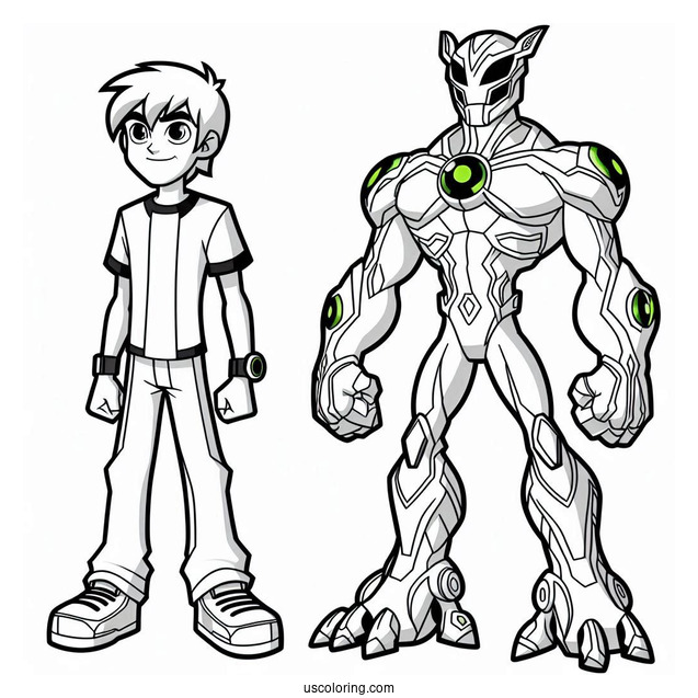 Ben 10 Coloring Page Of Ben Tennyson With Original Alien Transformations