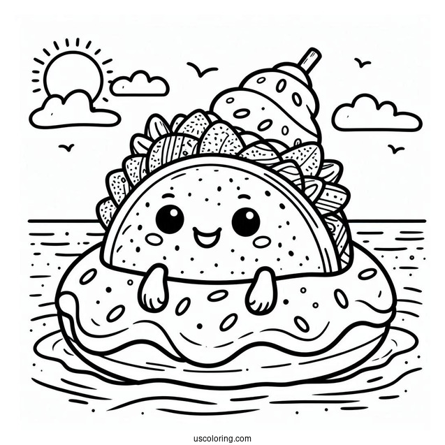 Taco On A Donut Float At The Beach