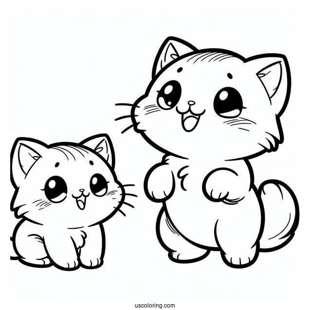 Coloring Sheet Of Cute Cat Meowing