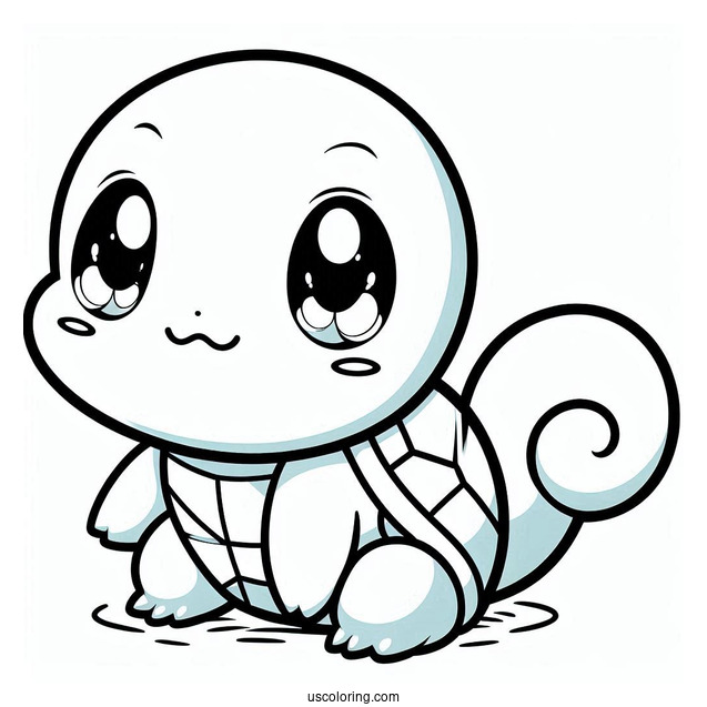 Kawaii Squirtle Coloring Page For Preschoolers