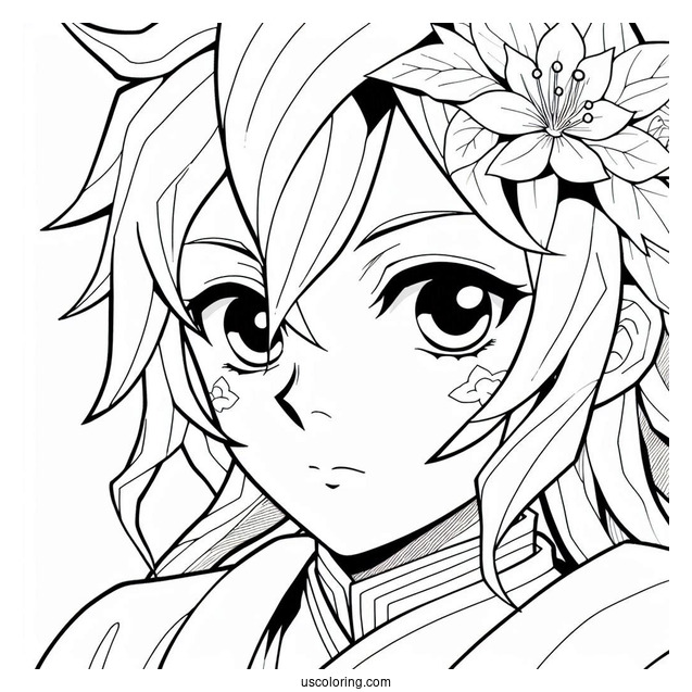 Close Up Of Tanjiro Coloring Page