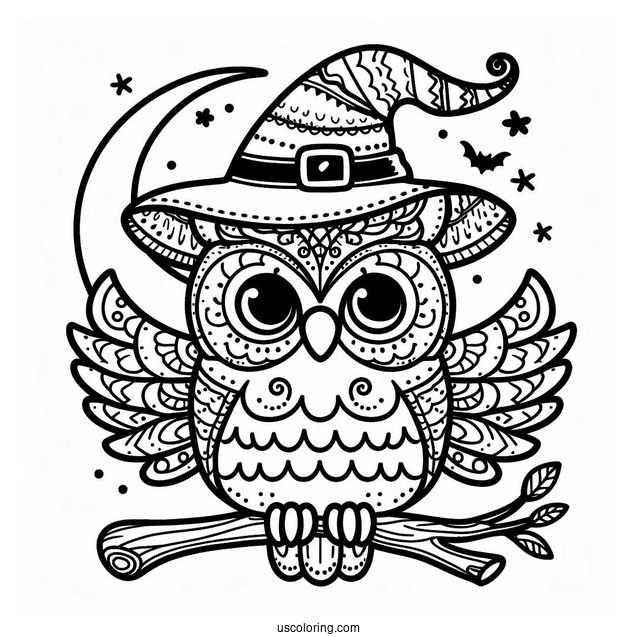 Coloring Sheet Of Halloween Themed Owl