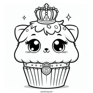 Palace Pets Coloring Page Of Muffin With Collar And Crown For Preschoolers