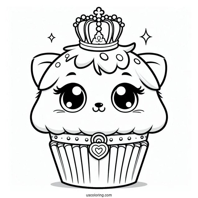 Palace Pets Coloring Page Of Muffin With Collar And Crown For Preschoolers