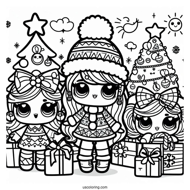 Christmas Themed LOL Surprise Coloring Page