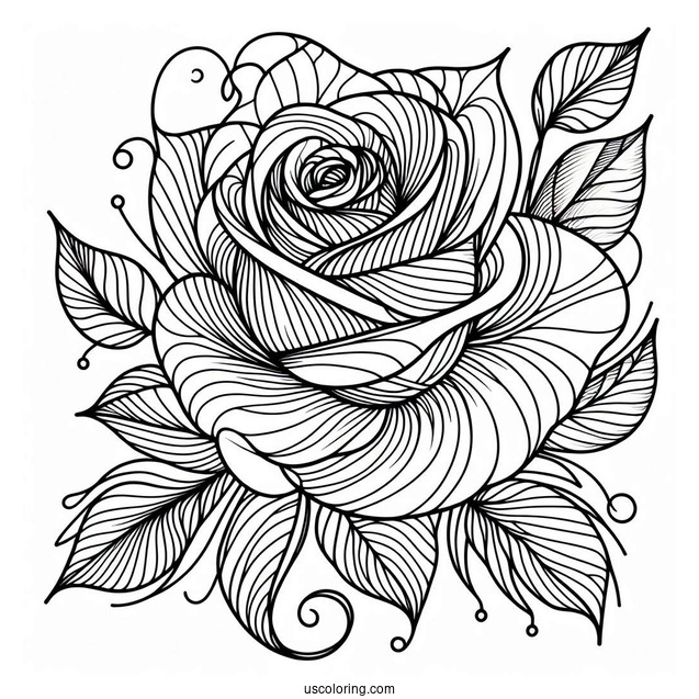 Abstract Rose Drawing To Color