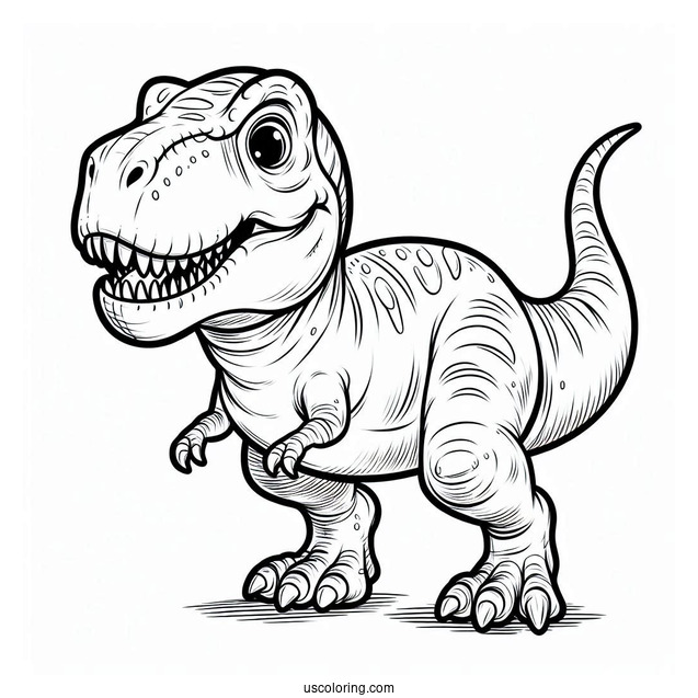 Smiling Tyrannosaurus Rex Coloring Page