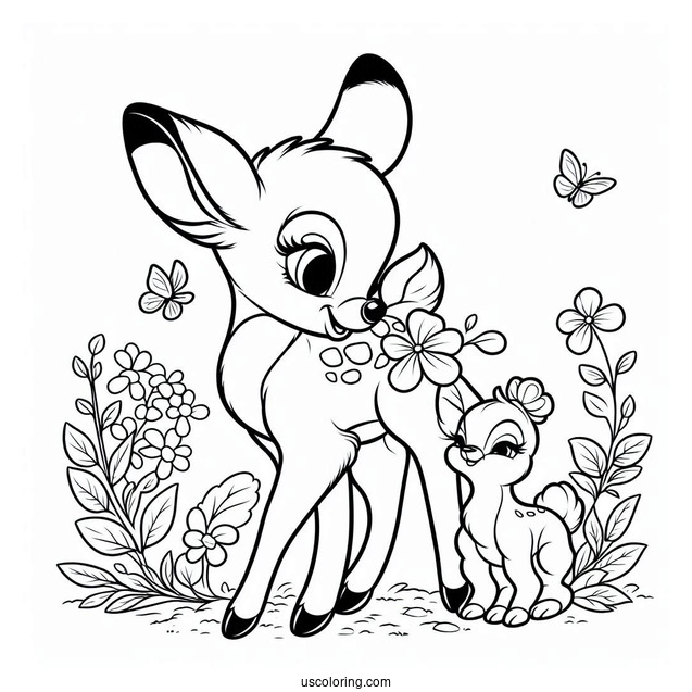 Bambi With Flower And Thumper Sisters