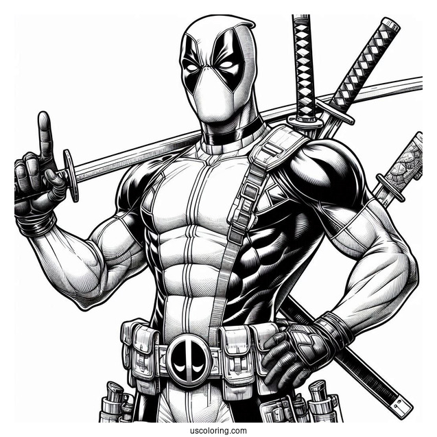 Realistic Deadpool Coloring Page