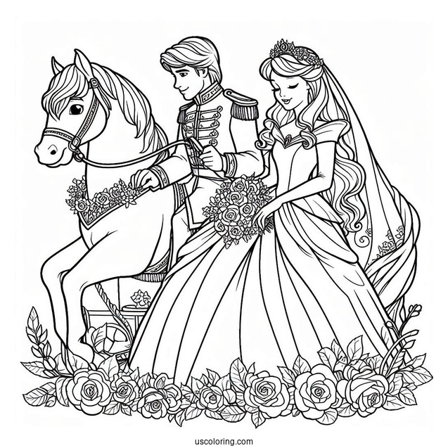 Princess Coloring Page Of Prince Philip And Aurora Wedding Day