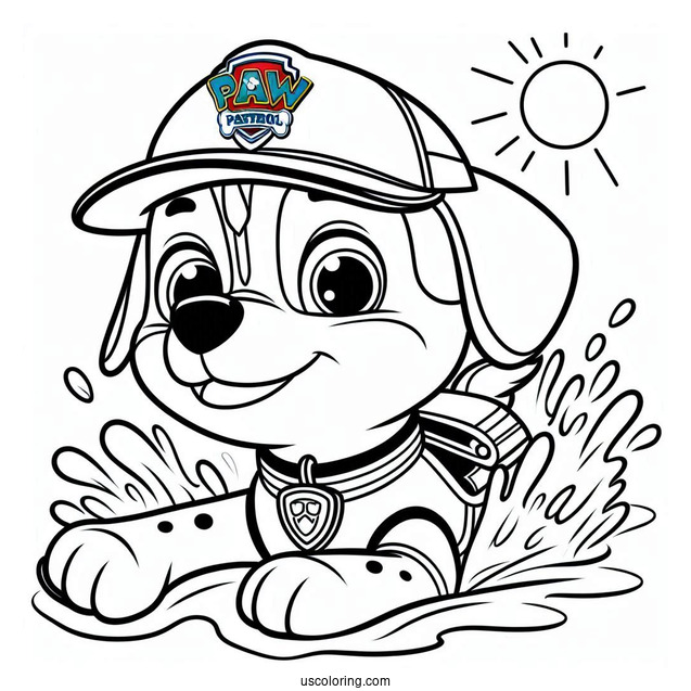 Chase From Paw Patrol Swimming In Water