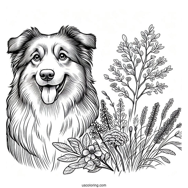 Coloring Page Of Realistic Australian Shepherd