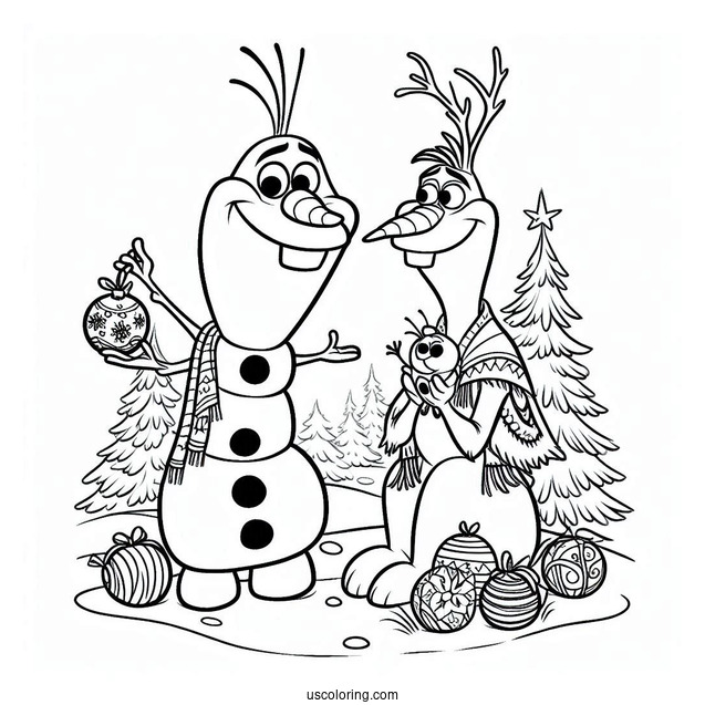 Olaf And Sven Christmas Coloring Sheet
