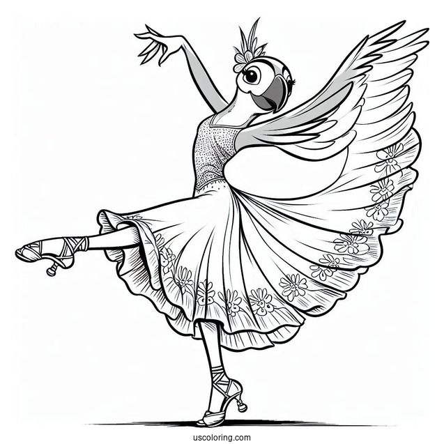 Blue Dancing Coloring Page