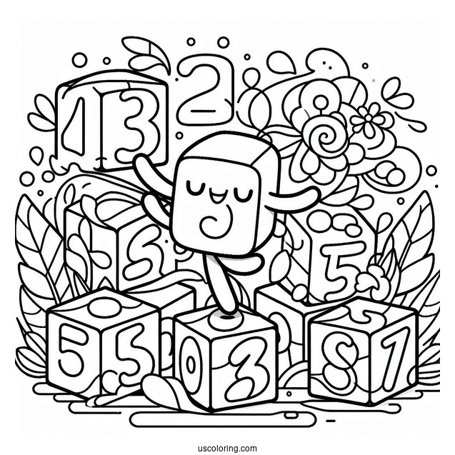 Numberblocks Coloring Page 5 Dancing