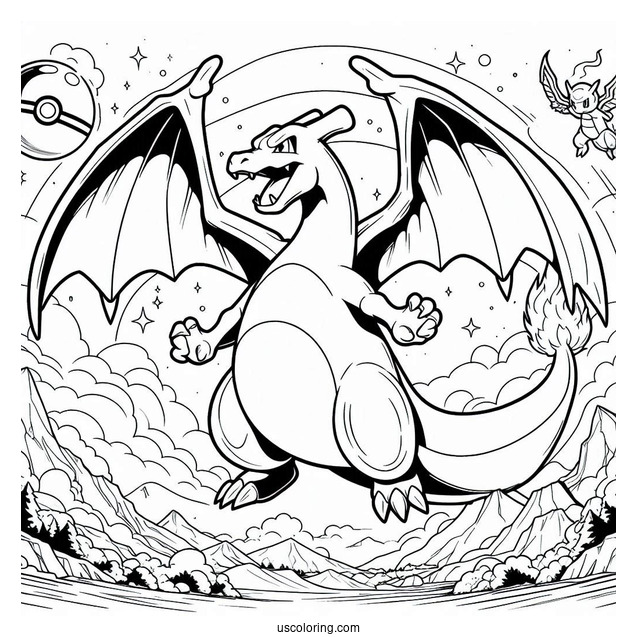 Coloring Sheet Of Charizard Poster