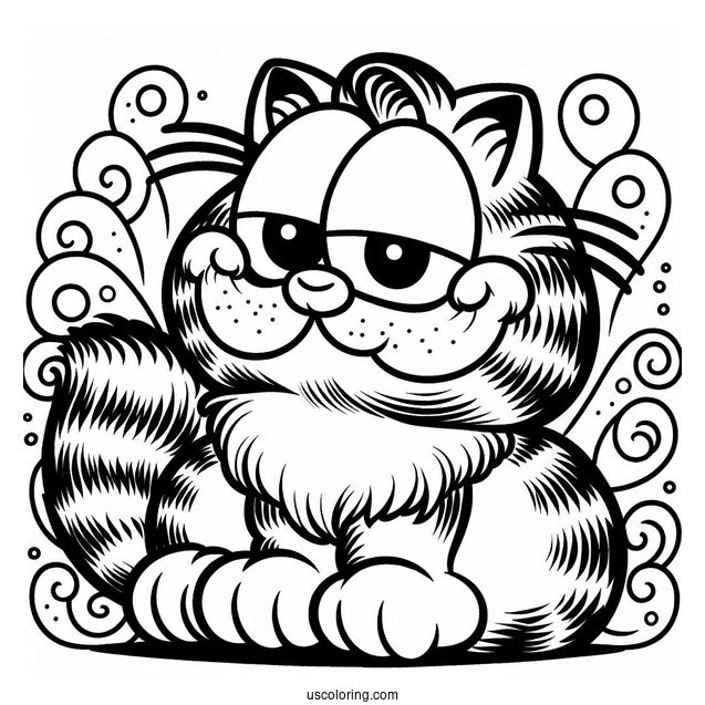 Detailed Garfield Coloring Page For Kids