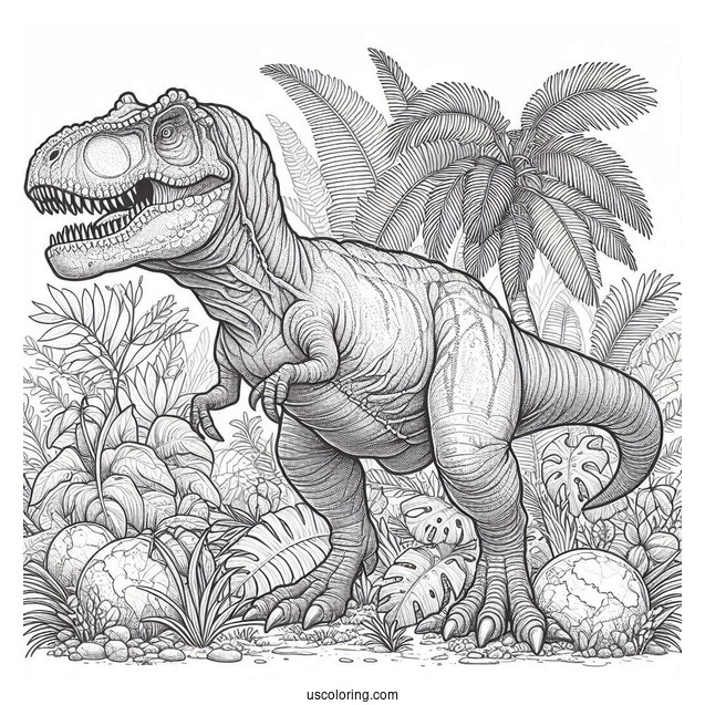 Realistic T-Rex Coloring Page For Kids