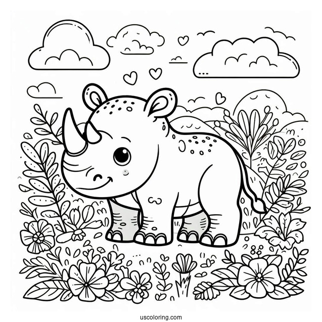 Rhino Coloring Page For Preschoolers