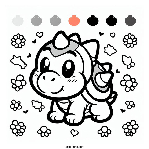 Easy Baby Bowser Coloring Sheet For Kids