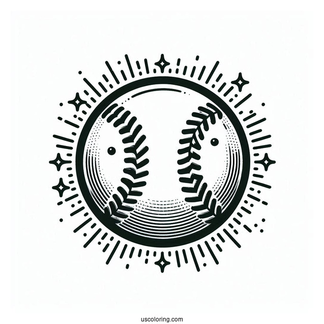 Easy Baseball Coloring Page For Kids
