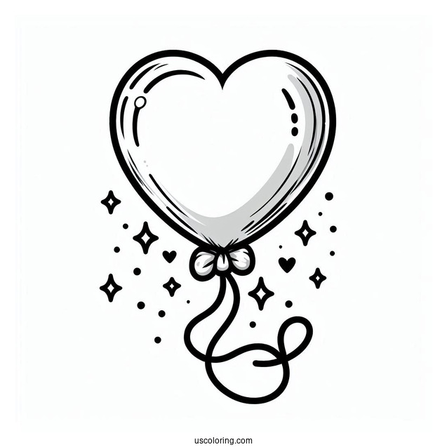 Valentines Day Love Heart Balloon To Color