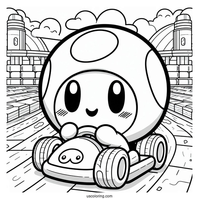 Shy Guy Coloring Page In Mario Kart Race Track