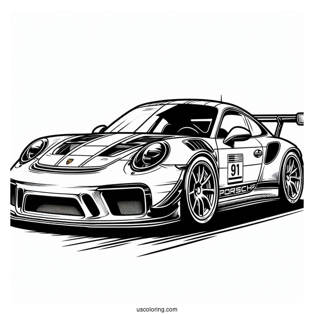Easy Outline Of Porsche To Color