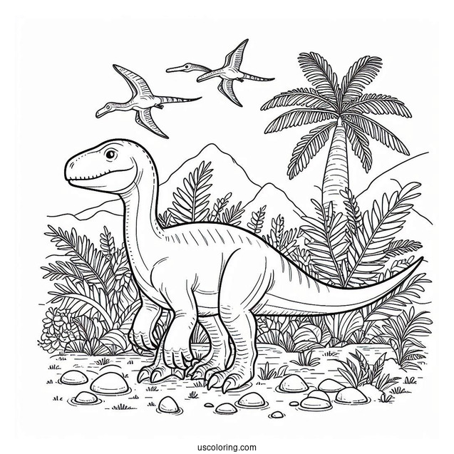 Simple Saurolophus Coloring Page For Kids