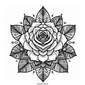 Rose Mandala Coloring Page For Adults