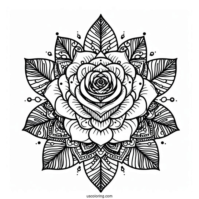 Rose Mandala Coloring Page For Adults