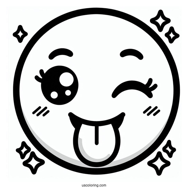 Winking Face With Tongue Emoji Coloring Page