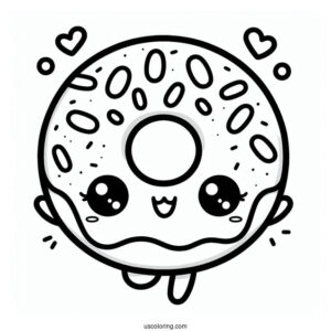 Super Cute Donut Kawaii Coloring Sheet For Kids