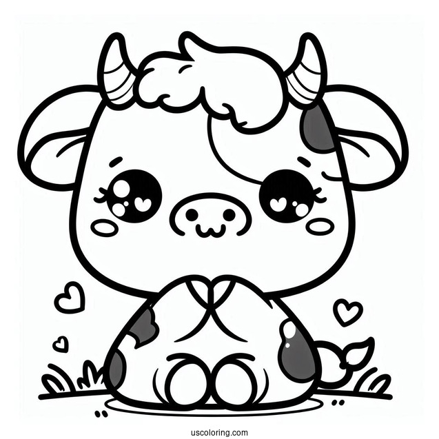 Cute Kawaii Cow Coloring Page