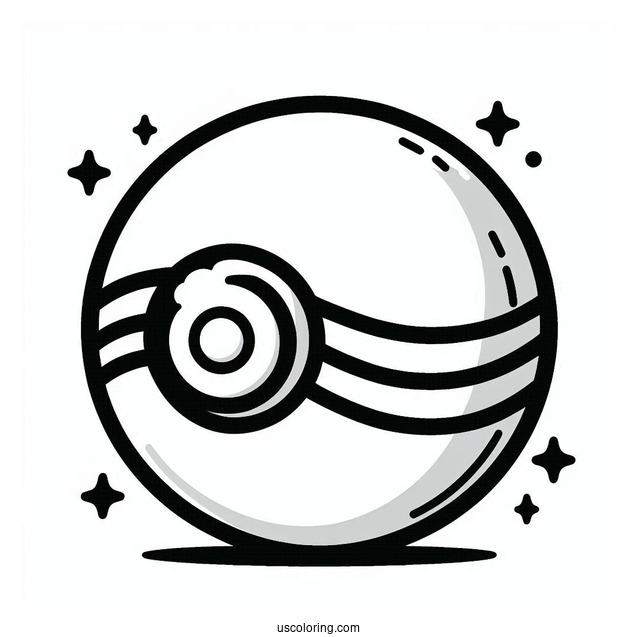 Easy Pokéball Coloring Page Outline For Preschoolers