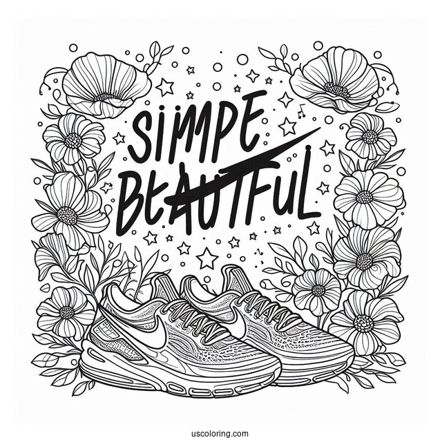 Just Do It Slogan Surrounded By Shoes Nike Coloring Page